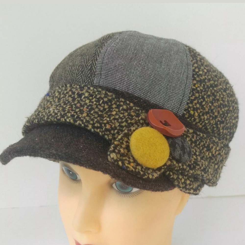 Anthropologie Grace Tweed Newsboy Cap Hat Wool